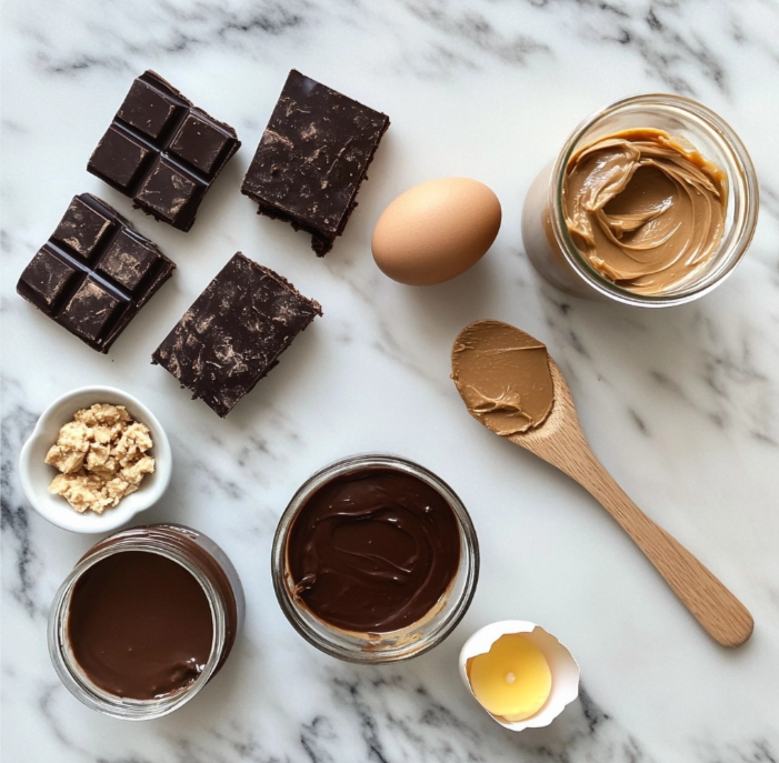 Peanut butter brownie: ingredients display.