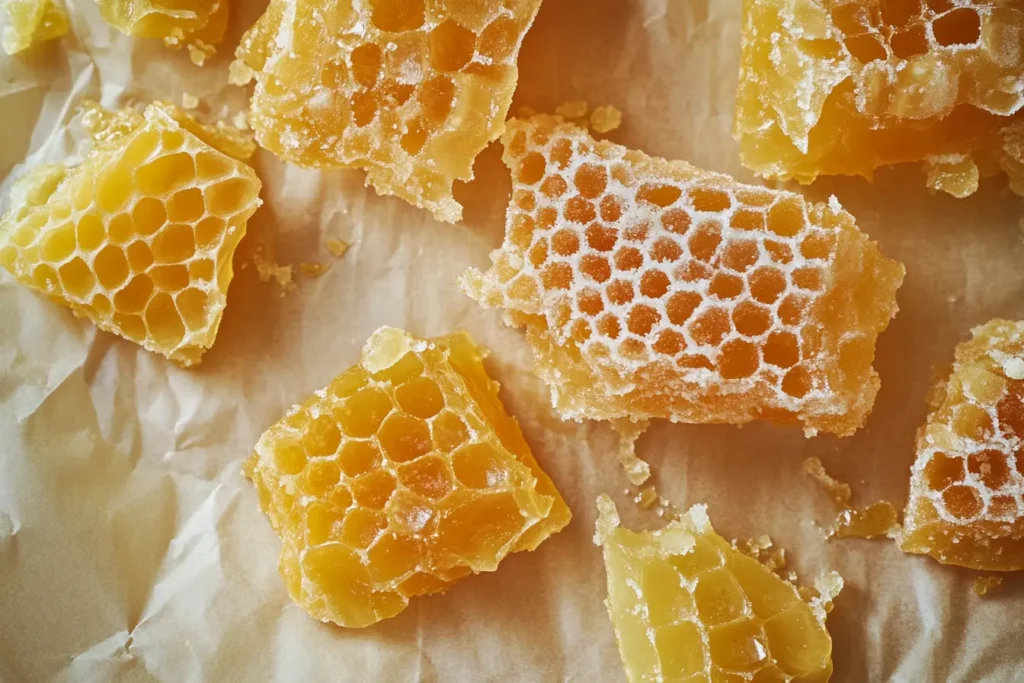 Honeycomb on parchment paper