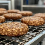 Freshly baked Quaker oatmeal cookie recipe cooling on a wire rack