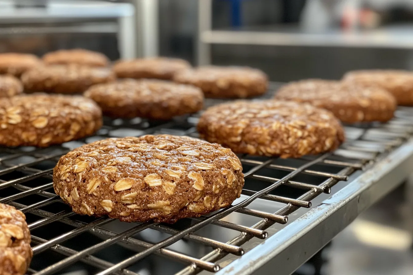 Freshly baked Quaker oatmeal cookie recipe cooling on a wire rack